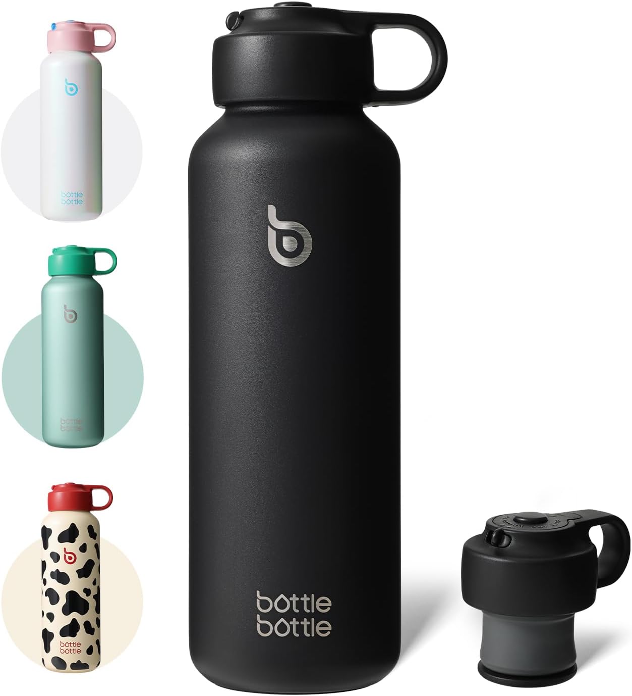 BOTTLE BOTTLE Stainless Steel Water Bottle for Carbonated Drinks 600ml Insulated Bottles for Fizzy Drinks Keep Carbonation Longer Leak Proof for Sports Travel SchoolBlack