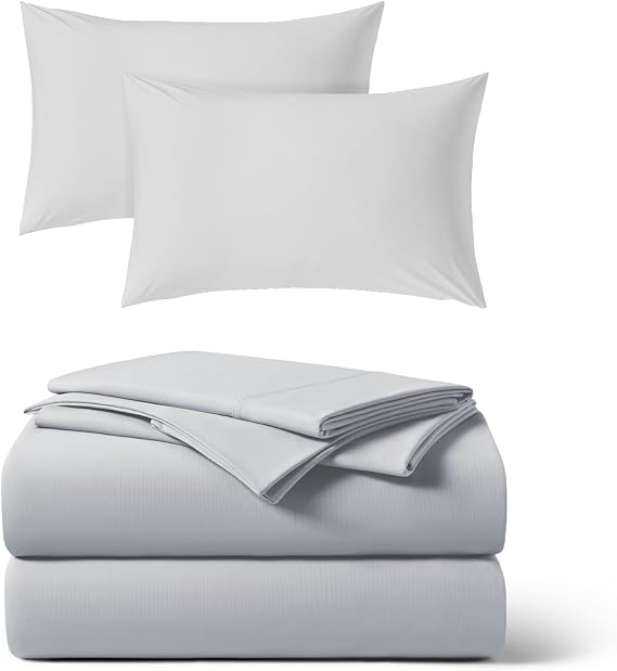 REST Buy 2 GET 30 Percent Off: 3PC Sheet Set Plus Extra Pillowcases Bundle at 30% Discount, in Light Gray, King Size