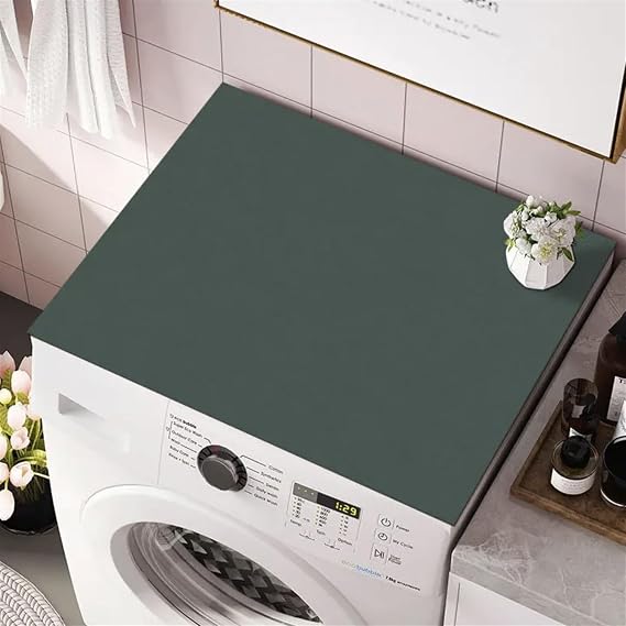 Washer and Dryer Covers for the Top, Non-slip Dryer Top Protector Mat, 27.2" x 27.2" Silicone Fast Drying Absorbent Mat Top for Kitchen Laundry Room, Dark Green