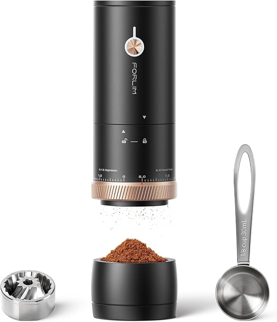 FORLIM Portable Burr Coffee Grinder, 80 Precision Settings, Single-Dose