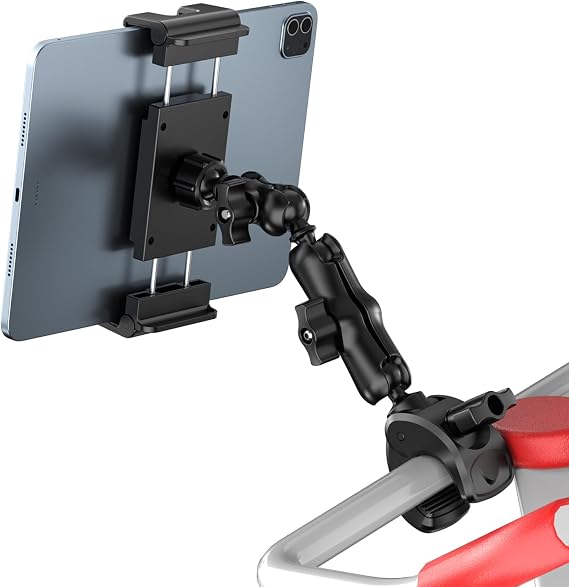 PLDHPRO iPad Holder for Mic Stand, Tablet Holder Music Stand 360° Swivel Spin Bike Tablet Mount for Treadmill, Microphone Stand, Fit for iPad Pro 12.9, Air, Mini, Galaxy Tabs, 5.5-14.6'' Devices