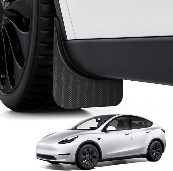 BASENOR Tesla Model Y Mud Flaps Splash Guards, Aerodynamic Fender [No Drilling No Tape] [Paint Protection] All Weather Tire Protector Mudflaps for Model Y 2020-2024 Exterior Accessories