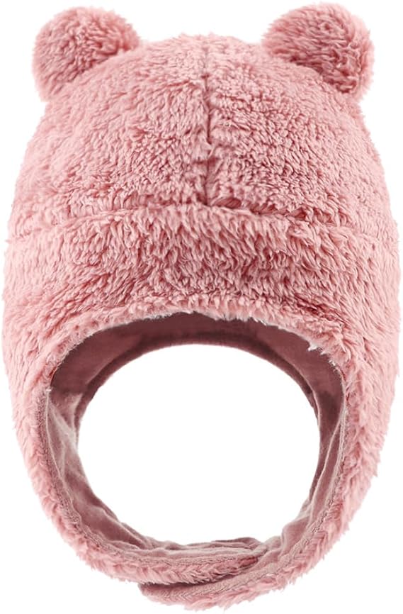 Bear Baby Winter Hat Toddler Earflap Beanie Unisex Infant Snow Cap Warm Fleece Kids Trapper Hats for Girls Boys 0-36M