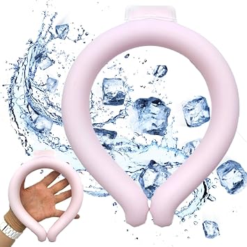 Neck Cooling Tube, Reusable Wearable Cooling Neck Wraps for Summer Heat, Cooling Starts at 28C, Relief for Hot Flashes and Fever Smart ice Neckband for All Sports Outdoor Activities 1Pink, M