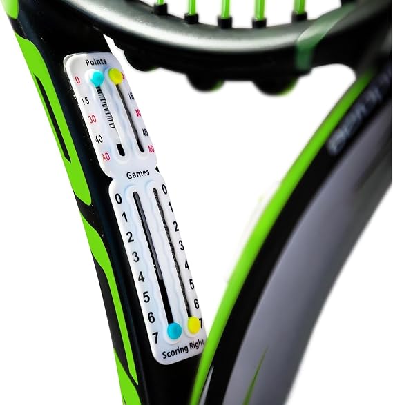Scoring Right Portable Tennis Racquet and Paddle Scorekeeper – Easily Mounted Score Board to Keep Score of Points, Games, and Sets - ITF Conforming and Lightweight - Weighs 1.9g