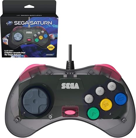 Retro-Bit Official SEGA Saturn Control Pad for Sega Saturn - Original Port - Slate Grey