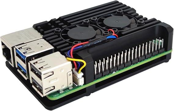 Ahududu Pi 5 Alüminyum Alaşımlı Zırh Kılıfı,Pi 5 Soğutucu Soğutucu,Ahududu Pi 5 4GB/8GB için Pasif Soğutma Kılıfı (Çift Fanlı)