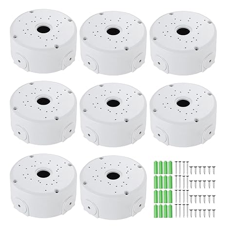 8PCS Waterproof Camera Junction Box, 12 x 5.3cm Universal Junction Box White Cable Hidden Box Deep Base for Security Surveillance Cameras (White)
