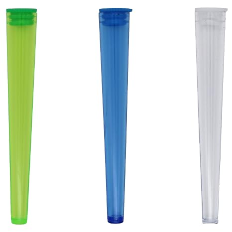 Cherry-on-Top King Size Cone Holder Air Tight Hard Plastic Tube Smoking Rolling Cig Tube, 3 Holders Random Colour