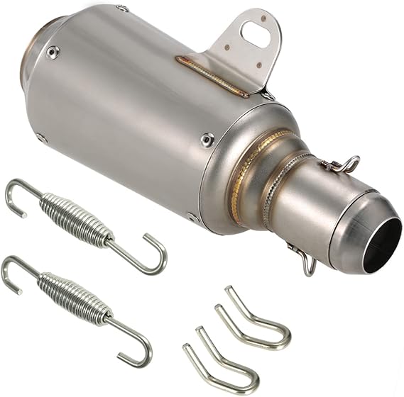 HXBER Motorcycle Exhaust Pipe, 51mm Universal Motorcycle ATV Frosting Stainless Steel Exhaust Pipe Muffler