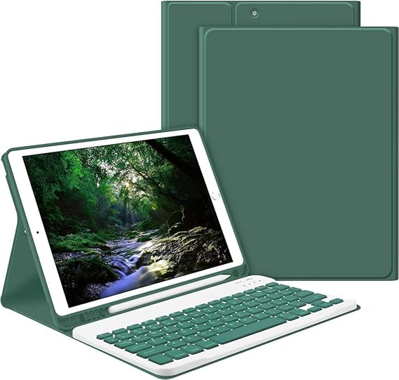 UnDePlus Samsung Galaxy Tab S10 FE+ Plus 13.1inç ile uyumlu Kılıf Kablosuz Klavyeli Case Mobax Türkçe X620 X626 Koyu Yeşil