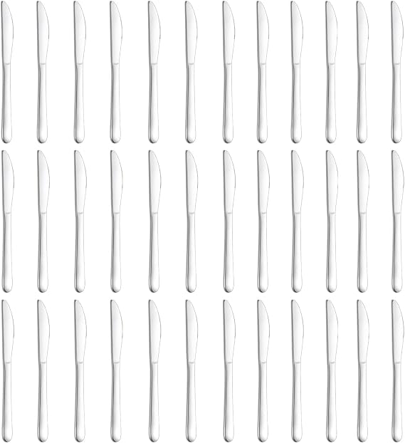Pleafind 36 Pcs Stainless Steel Dinner Knives - 9.1 Inch Premium Table Cutlery, Durable Butter Knives, Mirror Polished Silverware Flatware for Home Kitchen Restaurant Use, Dishwasher Safe