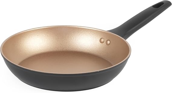 Russell Hobbs RH01666BEU Opulence Collection Non-Stick 24 cm Fry Pan, Induction and Dishwasher Safe, PFOA Free, Black and Gold, Aluminium Body, Metal Utensil Safe, Soft Bakelite Handle