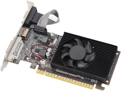 GT610 1GB DDR3 Graphics Card, 64 Bit GPU Graphics Card for PC, DVI VGA PCI Express HD Multimedia Interface, 1024 MB DDR3 GPU with Cooling Fan