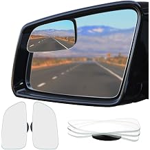 Ampper Large Rear View Blind Spot Mirror, Frameless HD Glass Convex Wide Angle Stick on Wing Blindspot Mirror Rearview Car Mirror for Car SUV and Truck (Pack of 2)