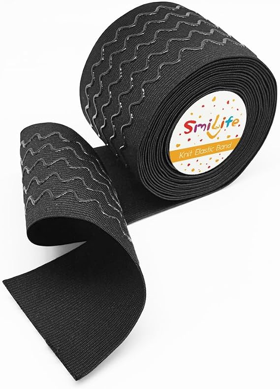 SmiLife Silicone Gripper Elastic for Clothing, Black, 3.15 in x 6 yd