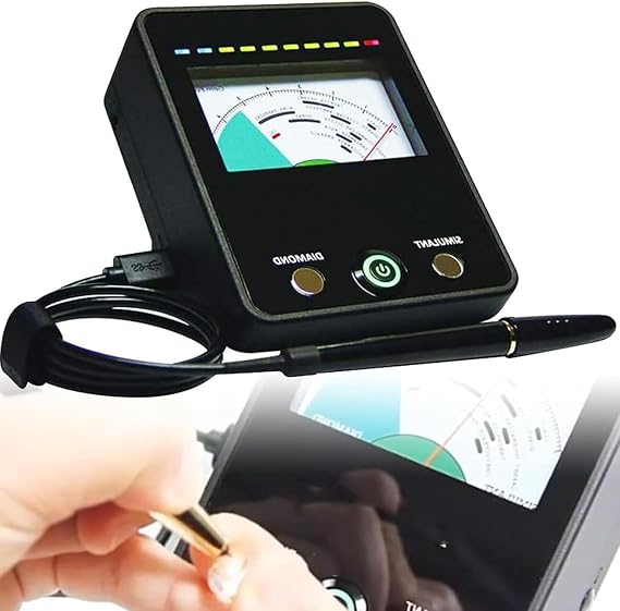 Diamond Moissanite Tester, Gemstone Testing Tool with Pointer Panel and Indicator Light, Retractable Probe, Automatic Calibration,for Synthetic Moissanite or Diamond