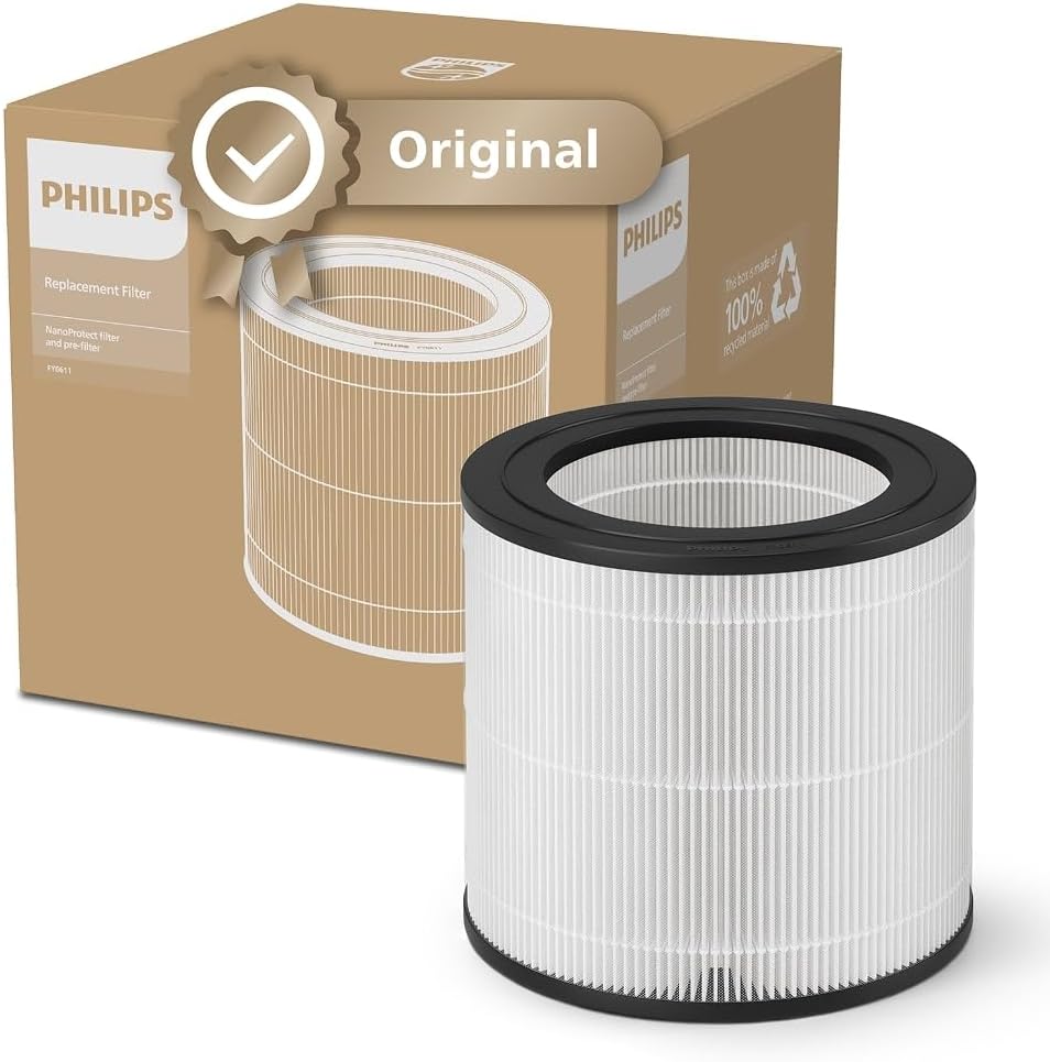 Philips AC0650 ve AC065110 hava temizleyici için orijinal yedek filtre, NanoProtect HEPA, 12 ay, Levenslange göstergesi, ZwartWit FY061130