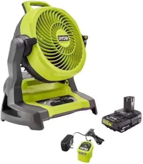 RYOBI ONE+ 18V Cordless 7-1/2 in. Bucket Top Misting Fan Kit with 1.5 Ah Battery and Charger Yellow/Black Medium PCL851K | PCL851K