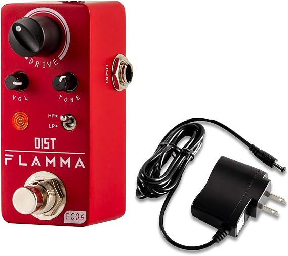 FLAMMA FC06 Mini Distortion Pedal with 9V 300mA Power Supply