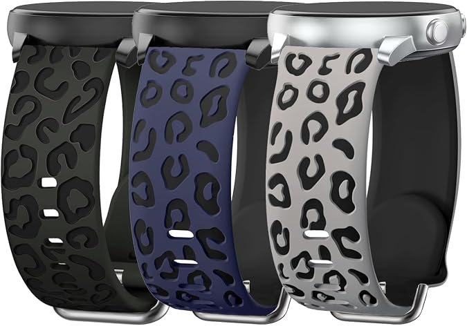 3 Pack Leopard Engraved Bands Compatible with Samsung Galaxy Watch 8 40mm/44mm/Classic 46mm 2025, Breathable Soft Silicone Waterproof Replacement Straps Wristbands for Galaxy Watch8/Classic