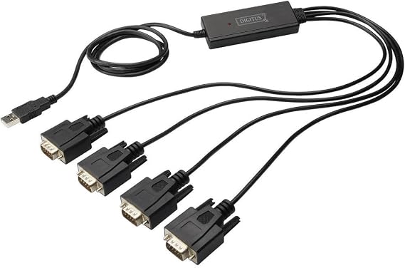DIGITUS USB to 4x serial adapter - RS232 converter - USB 2.0 Type-A to 4x DSUB 9M - FTDI chipset - 1.5m connection cable