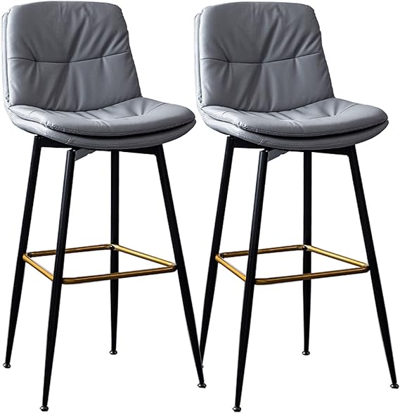 Barstools,Bar Stools Set of 2 Leisure Upholstery Pu Leather Kitchen Counter Stools with Comfortable Padded Seat and Metal Base/Camel/Height 65Cm