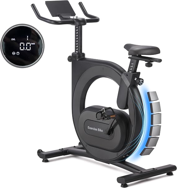 Hipicute Exercise Bike for Home, Magnetic Resistance Stationary Bikes, Indoor Cycling Bicycle with Adjustable Seat, Fitness Bikes with LED Monitor, Smart Workout App, 300lbs Capacity, Black