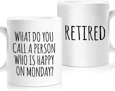 Shqiueos Funny Retirement Gifts for Woman Men, Happy Retiree Mug 11oz, Best Retirement Gift for Women 2026, Gag Farewell Present for Coworkers Nurse Teacher Boss, Office Retired Coffee Cup