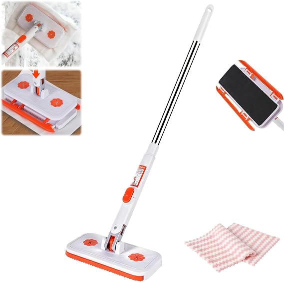 Snap Grip Mini Mop Set, Convenient Cloth Changing Mini Mop, Gap Dust Cleaner Lazy Mops with Locking Head for Multi Surface Clean, Wet & Dry Mopping and Sweeping Cleaning