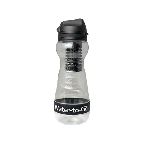 Water-to-Go Leakproof Water Filter Bottle & Purifier, 500ml, Black | Removes 99.99% of viruses, bacteria, parasites, chemicals & microplastics. Leakproof - travel, hiking, camping & cycling.