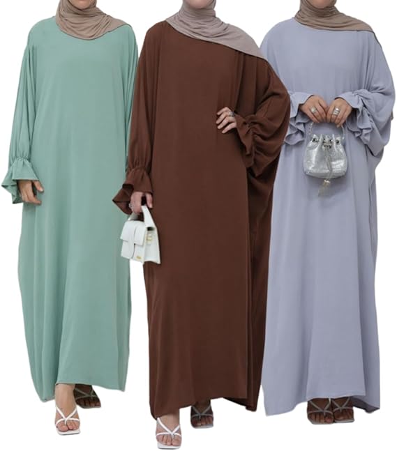 Boedaty Muslim Dress for Women Abaya Clothes for Muslim Women Long Sleeve Praying Niqab Burkas Long Dress Dress