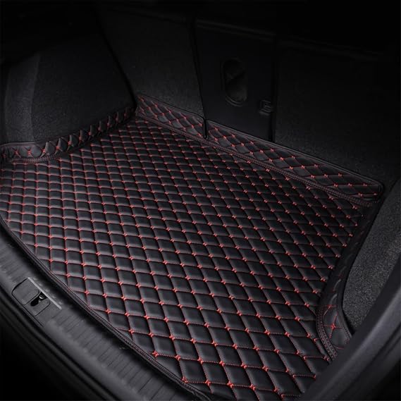 Car Cargo Liners for Audi RS3 Sportback 2021-2024, Custom Leather Trunk Mats Waterproof Anti-Slip All Weather Protection Interior Accessories,A/Black-Red
