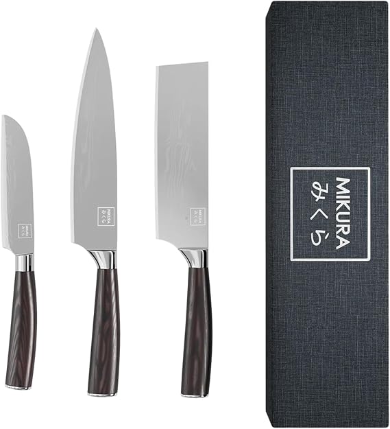 Mikura Knife Set 3 Piece | Ultra Sharp Cooking Knives | Professional Chef Knives Set