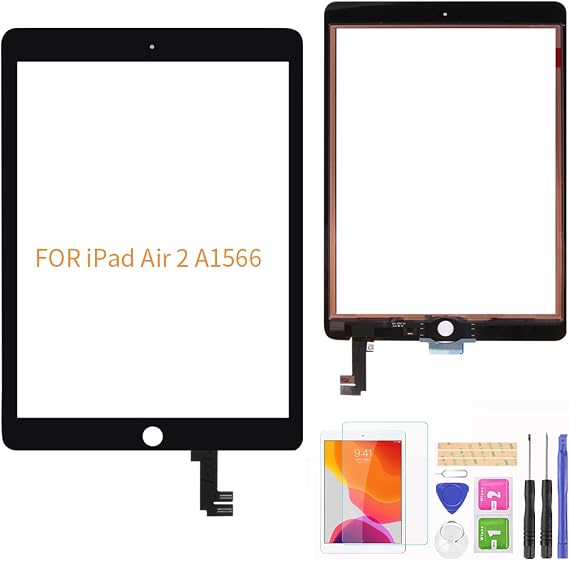 A-MIND For IPad Air 2 A1566 A1567 Touch Screen Digitizer Replacement ( LCD Not Include,NO Home Button) With Screen Protector+Repair Tools(Black)
