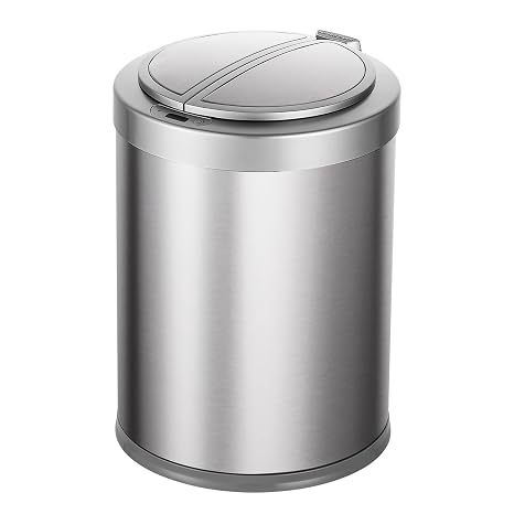Ninestars DZT-9-58SL Motion Sensor Trash Can, Silver, Butterfly Open Type, Stainless Steel, Living Room, 2.8 gal 9 L