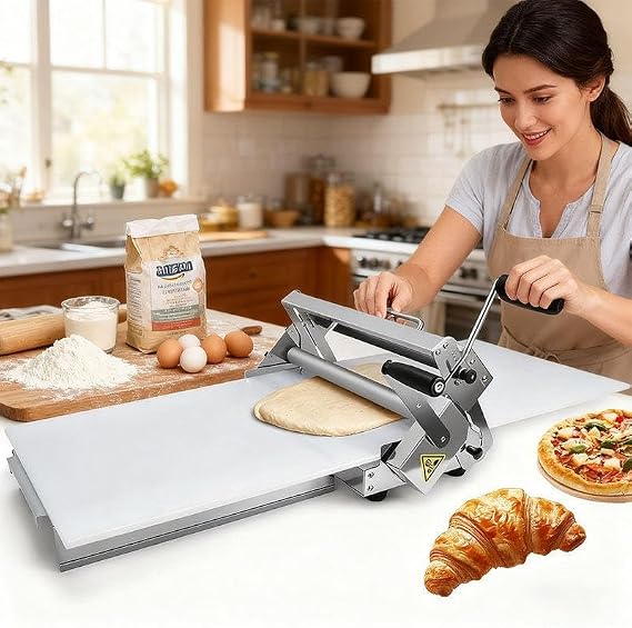 Folding Dough Sheeter (12"/15.5") Compact Dough Sheeter, Manual Dough Roller Machine,Sheeter Thickness Adjustable,Stainless Steel Dough Machine, Adjustable Thickness 0-27mm Type300