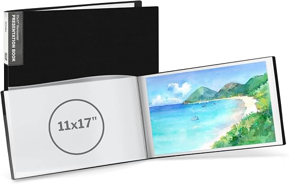 Dunwell 11x17 Art Portfolio Binder, 24 Pockets, Horizontal, Black