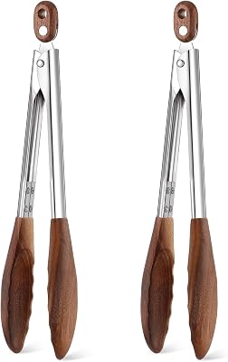 Baderke 2 Pcs Kitchen Tongs for Cooking Wooden Utensil Set Salad Tongs with Wood Tips for Serving Salad Flipping Burgers Grilling and Much More 11.4 Inch,Walnut Wooden