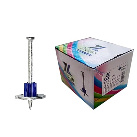 Zeluga 13-495 Powder Actuated Fasteners 2-1/2", Drive Pin with 1'' Washer .300'' Head .145'' Shank Diameter, 100 Per Box