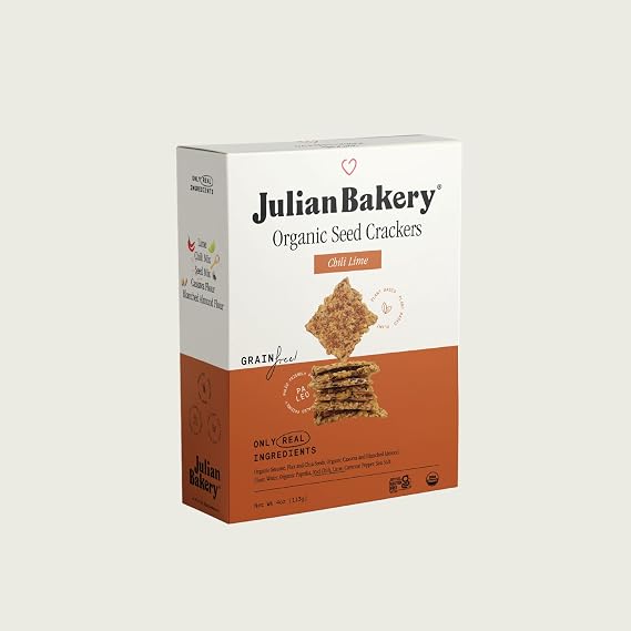 Julian Bakery Organic Seed Crackers - Chili Lime 4oz | Gluten Free and Organic Certified | Grain Free | Low Carb | Plant-Based | Vegan (1)