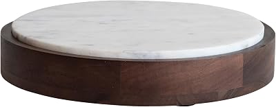 Bloomingville Mango Wood and Marble Food Pedestal with Tray, White