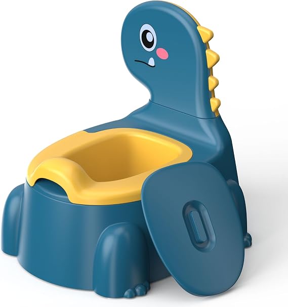 Potty Training Toddler Toilet,Baby Potty Chair for Kids Boys Girls,Dinosaur Portable Potty Toddlers Toilet Seat Potties Trainer with Lid Splash Guard Non-Slip Removable Bowl for 1-6 Year Old-Blue