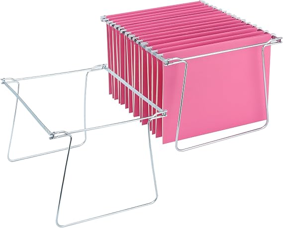 VZCPYTPM 2 Packs Hanging File Folder Frame,Heavy Duty Steel Hanging File Organizer,File Cabinet Rails,Adjustable 11 to 17.4 Inches,Mountable