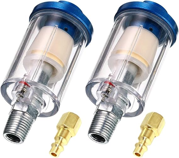 beduan Water Oil Separator Filter, 1/4" NPT Male and Female Thread Spray Gun Filters Air Line Compressor Fitting (Pack of 2)