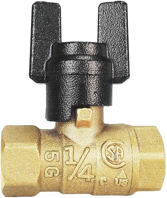 Nigo Industrial Co. 240 Series Forged Brass Mini Gas Ball Valve, CSA Certified, NPT Female, Standard Port 600WOG (1/4" NPT x 1/4" NPT, Short T Handle)