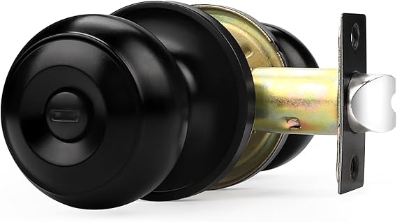 Probrico Flat Black Privacy Door Knob Interior Bath/Bed Lock Flat Ball Keyless Lock Interior Door Knobs (1 Pack)