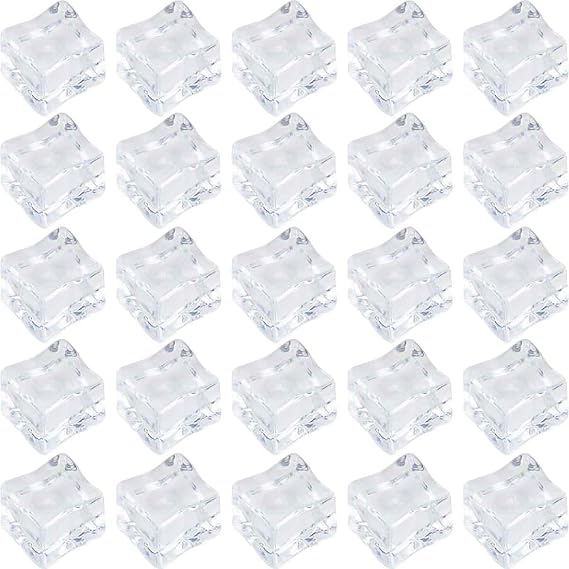 25PCS Acrylic Fake Ice Cubes 25mm Transparent Square Artificial Ice Cubes Crystal Ice Cubes for Bar Poster For Photography Props Window Wedding Decoration Vase Filler
