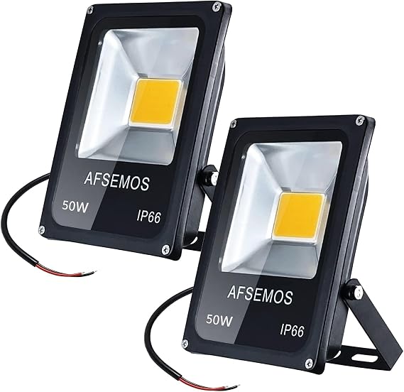 12V-24V LED Low Voltage Flood Lights 50W Flood Light IP65 Waterproof Outside Lights, 3000K Warm Light Security Lights for Garage/Workshop(2 Pack)