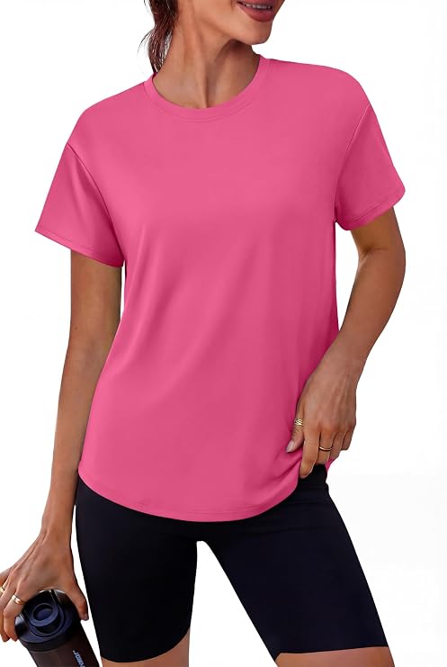 Alaroo Workout Tops for Women Short Sleeve T-Shirts Loose Fit Athletic Fitness Clothing for Gym Running Yoga Summer Tops 2026
